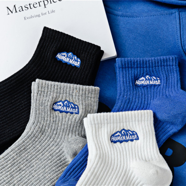 3 Pairs Men Embroidered Athletic Cotton Socks Test Sample